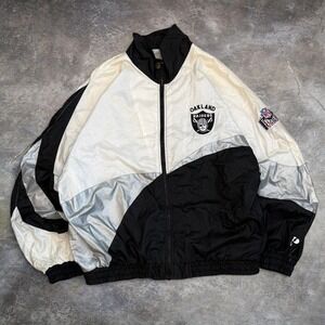 Vintage Oakland Raiders ProPlayer Windbreaker Full Zip Jacket Men's XL 90s Y2K
